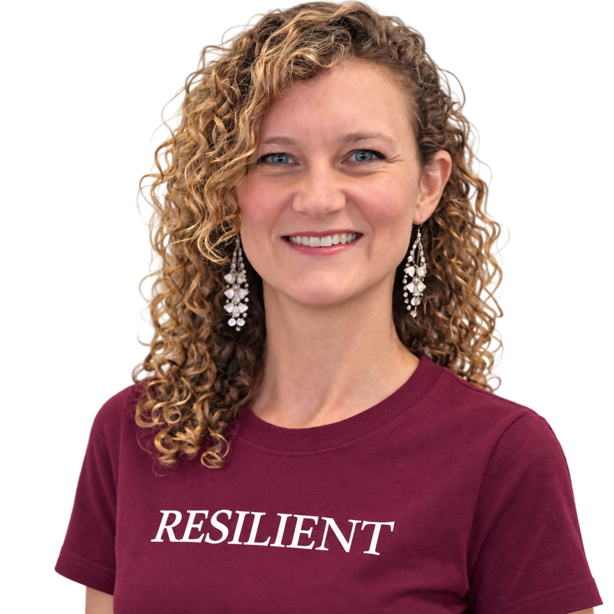 Heather Ray wearing a Resilient T-shirt